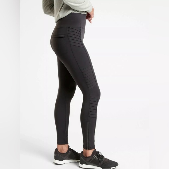 Athleta Pants - Athleta Delancey Moto Tight, BLACK SIZE XSP #598323